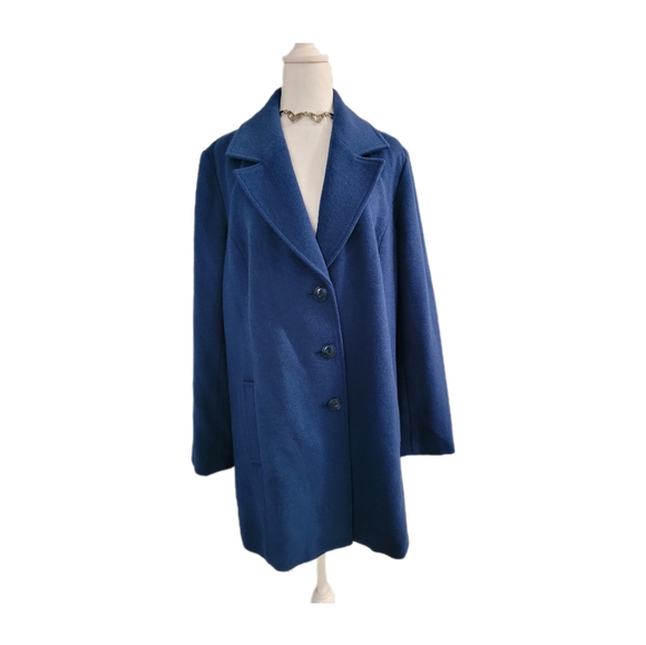J. Jill Jackets & Blazers - J Jill Wool Blend Marina Blue Peacoat Jacket  Size L EUC